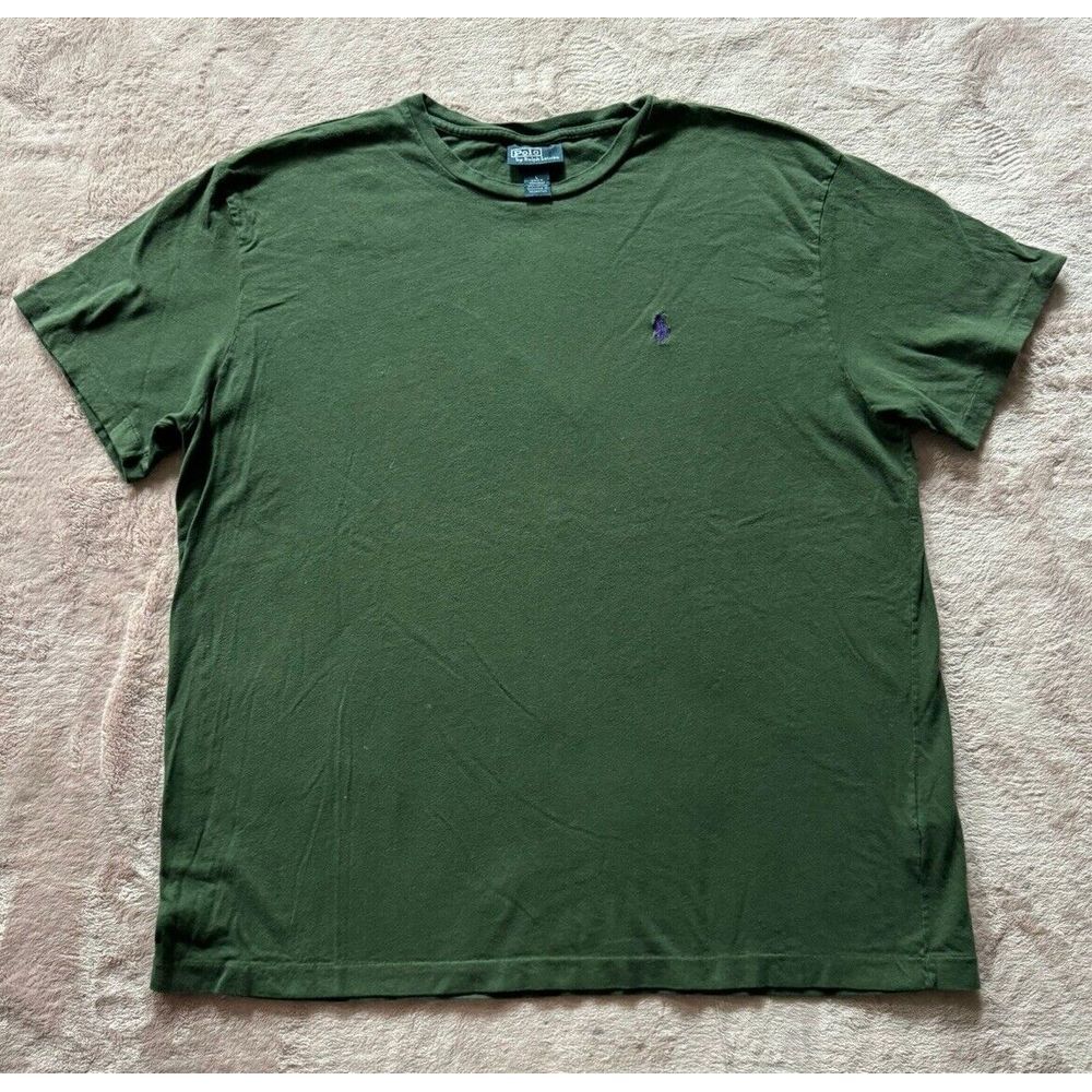 Polo Ralph Lauren Mens Short‎ Sleeve Green Shirt Purple Pony Embroidered Size L